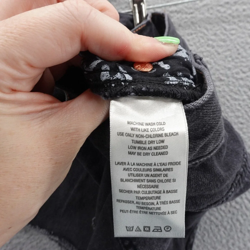 We The Free Free People Raw Hem‎ Denim Cutoff Shorts 31 Black Womens Button Fly